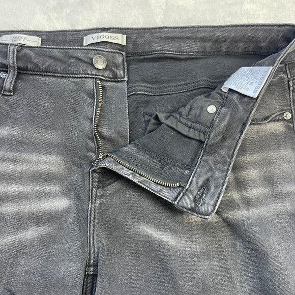 Vigoss Jagger Short Women's Plus Size 14 Cuffed Raw Edge Whiskering Black Denim‎ - Picture 5 of 9